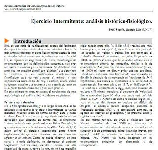 Ejercicio Intermitente: análisis histórico-fisiológico. Parte I.
