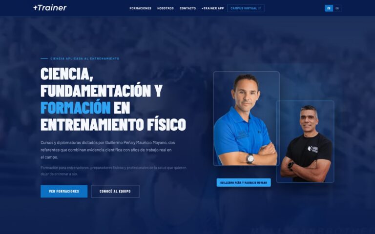 Portada del sitio de +Trainer